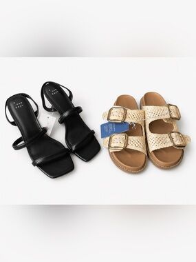 NWT Sandal bundle Tan crochet & Black Strappy Heeled Sandals